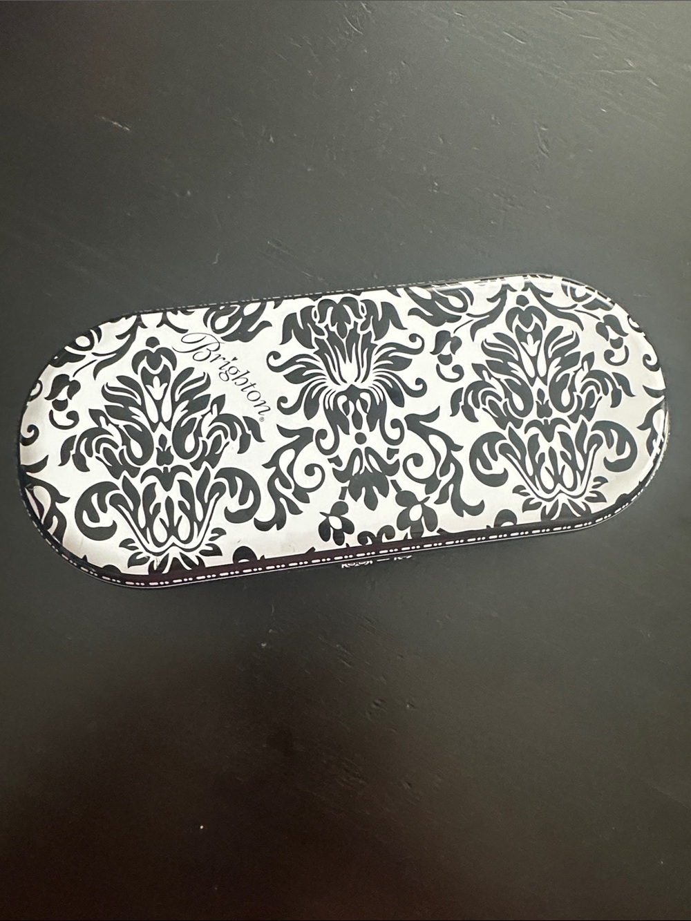 Brighton Black and White Damask Eyeglass Case - hard